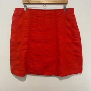 Eileen Fisher Irish Linen Skirt Size XL Pin Tuck‎ Side Zip Comfy Casual Office